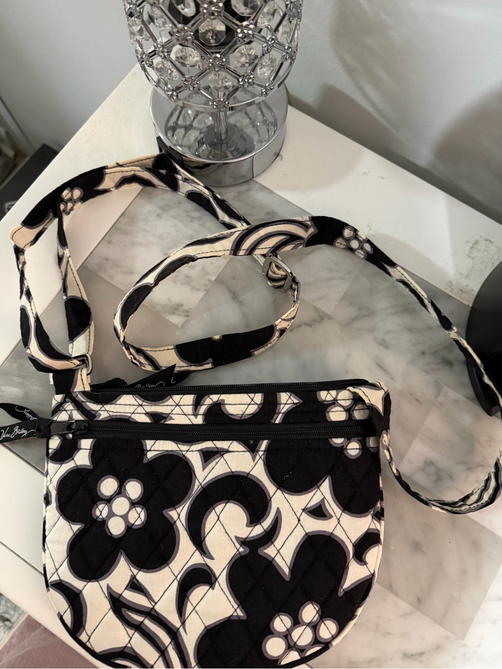Vera Bradley Black & Cream Floral Quilted Crossbody